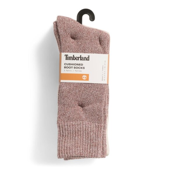 TIMBERLAND Medium Brown 3pk Ribbed Marled Boot Socks - Picture 1 of 1